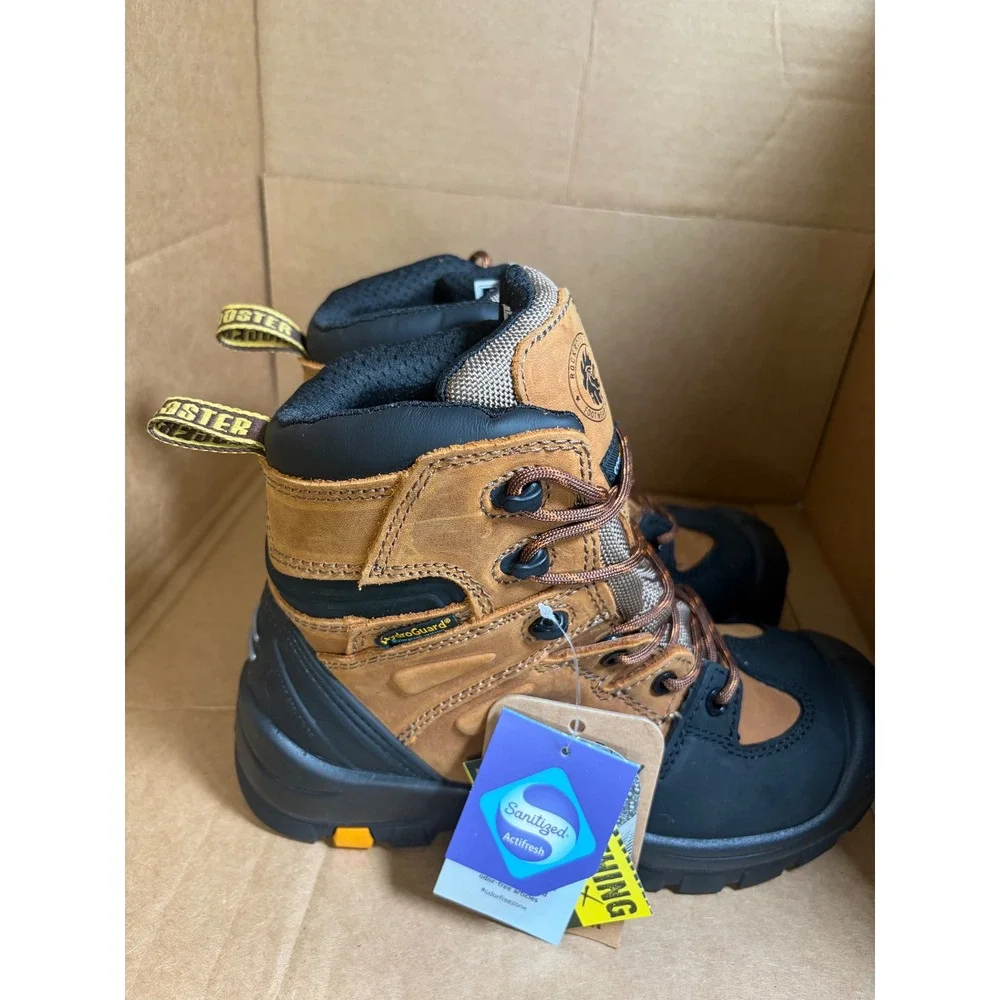 Rockrooster Work Boots Mens Size 7 Brown Waterproof Steel Toe Leather AK669 EH